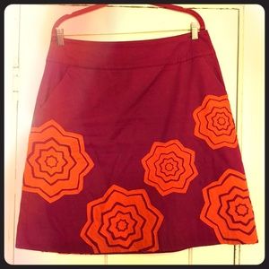 Boden Cotton Appliqué A-Line Skirt